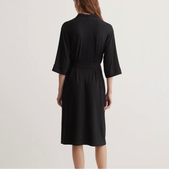 New Quince Wm's Organic Bamboo Luxury Soft Comfy Jersey Long  Robe Black Sz S - Picture 2 of 6